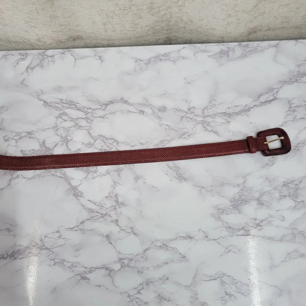 WCM New York Genuine Reptile Lizard Red Textured Leather Belt Women's Small